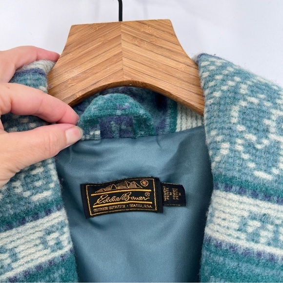 Eddie Bauer Vintage Blanket Wool Barn Toggle Shawl Collar Coat Size MP - Picture 5 of 14